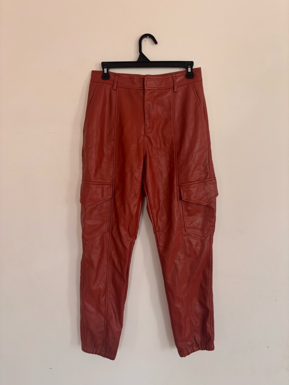 Shinestar Faux Leather Cargo Pants Brown High Waist Size M